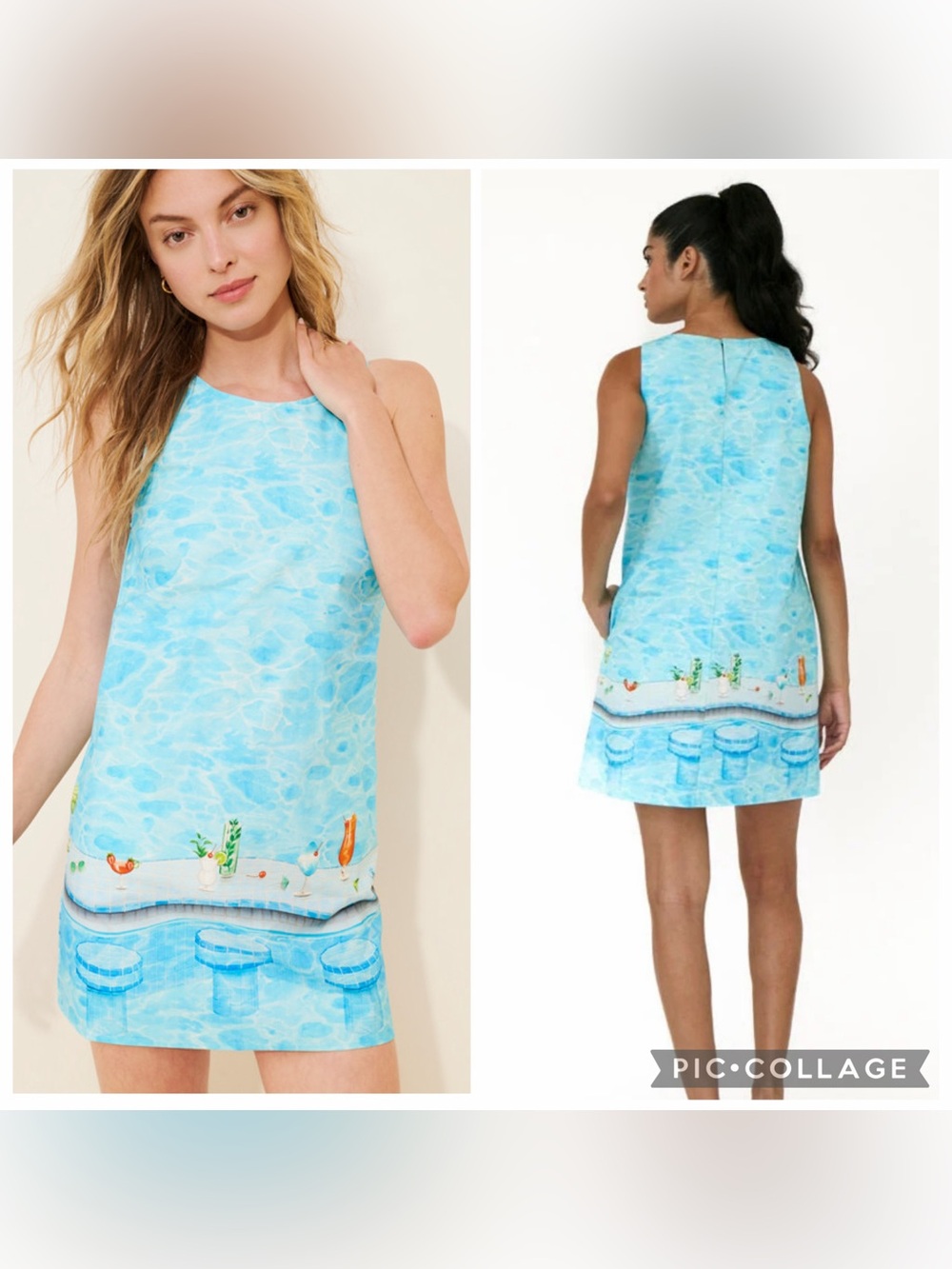 Small Rachel antonoff Lola swim up bar shift dress Blue pool Sleeveless